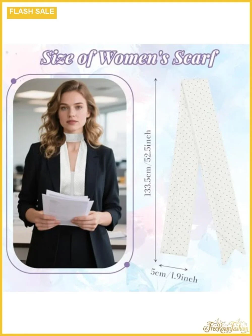 Polka Dot Skinny Scarf for Women Long Wrap Multi-purpose Neck Scarf